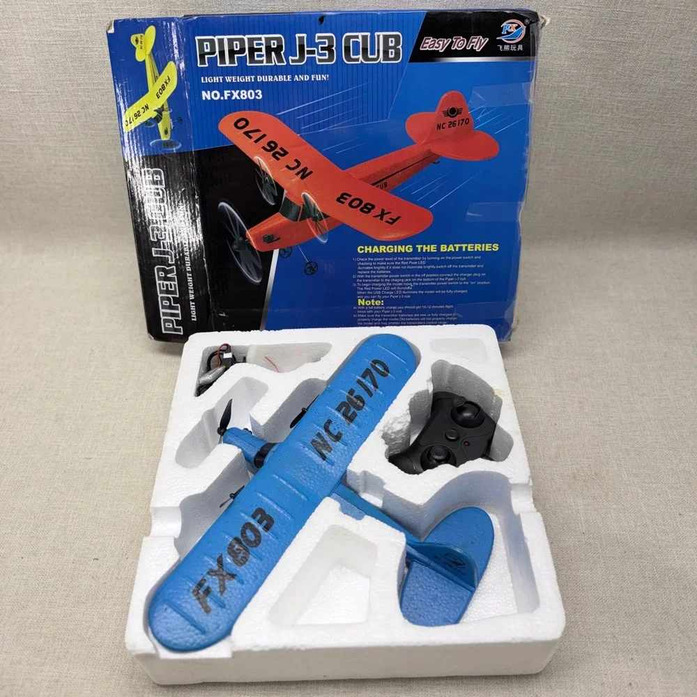 Piper J-3 Cub RC Airplane FX803 Blue Remote Control Super Glider Foam Plane